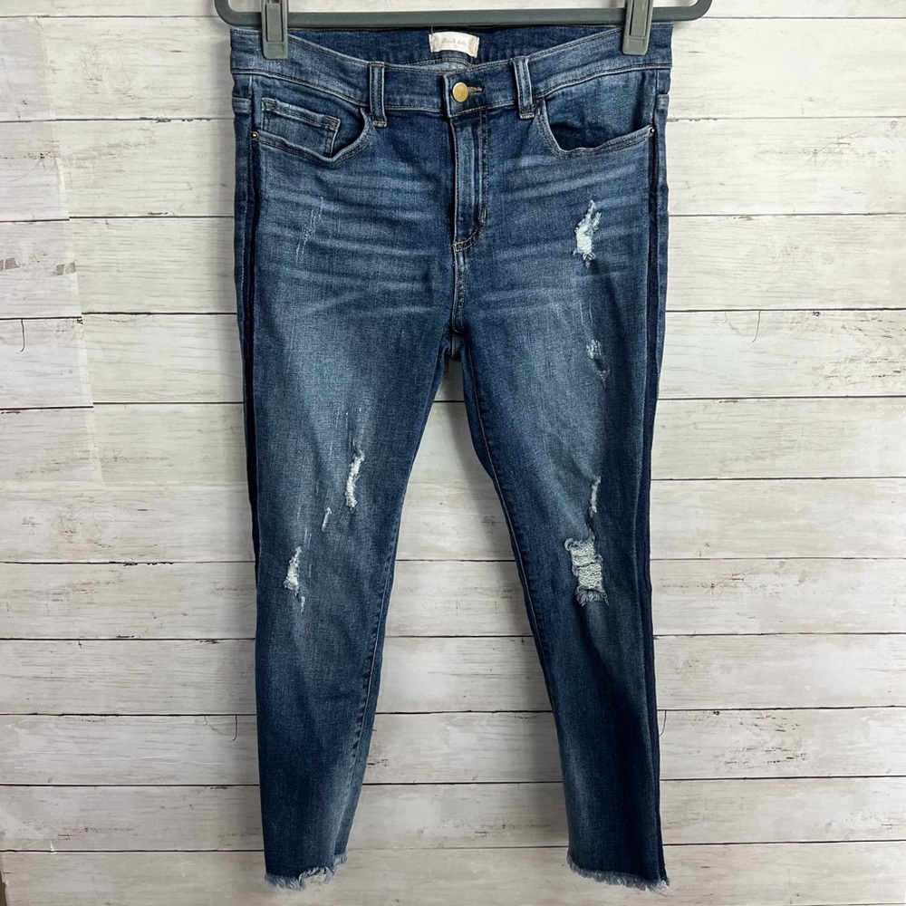 altar’d state Medium Wash Distressed Skinny Ankle Jeans